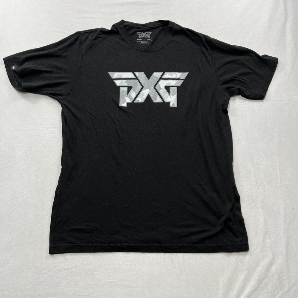 PXG T-Shirt Camo Logo Graphic Performance Blend Black Mens Size L
